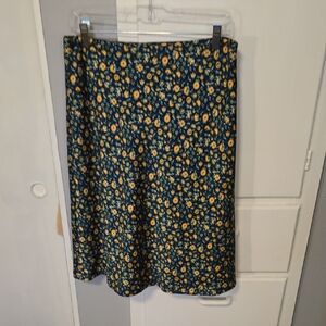 J. Crew Navy Floral A-Line Skirt with Yellow Flowers